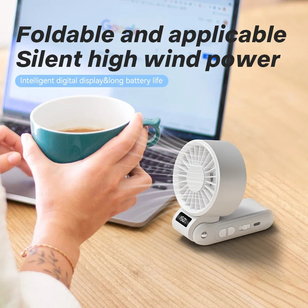 2025 Portable High Speed Fan Mini Fan 3000Mah Rechargeable Battery USB Fan Foldable Handheld Fan for Outdoor Fan