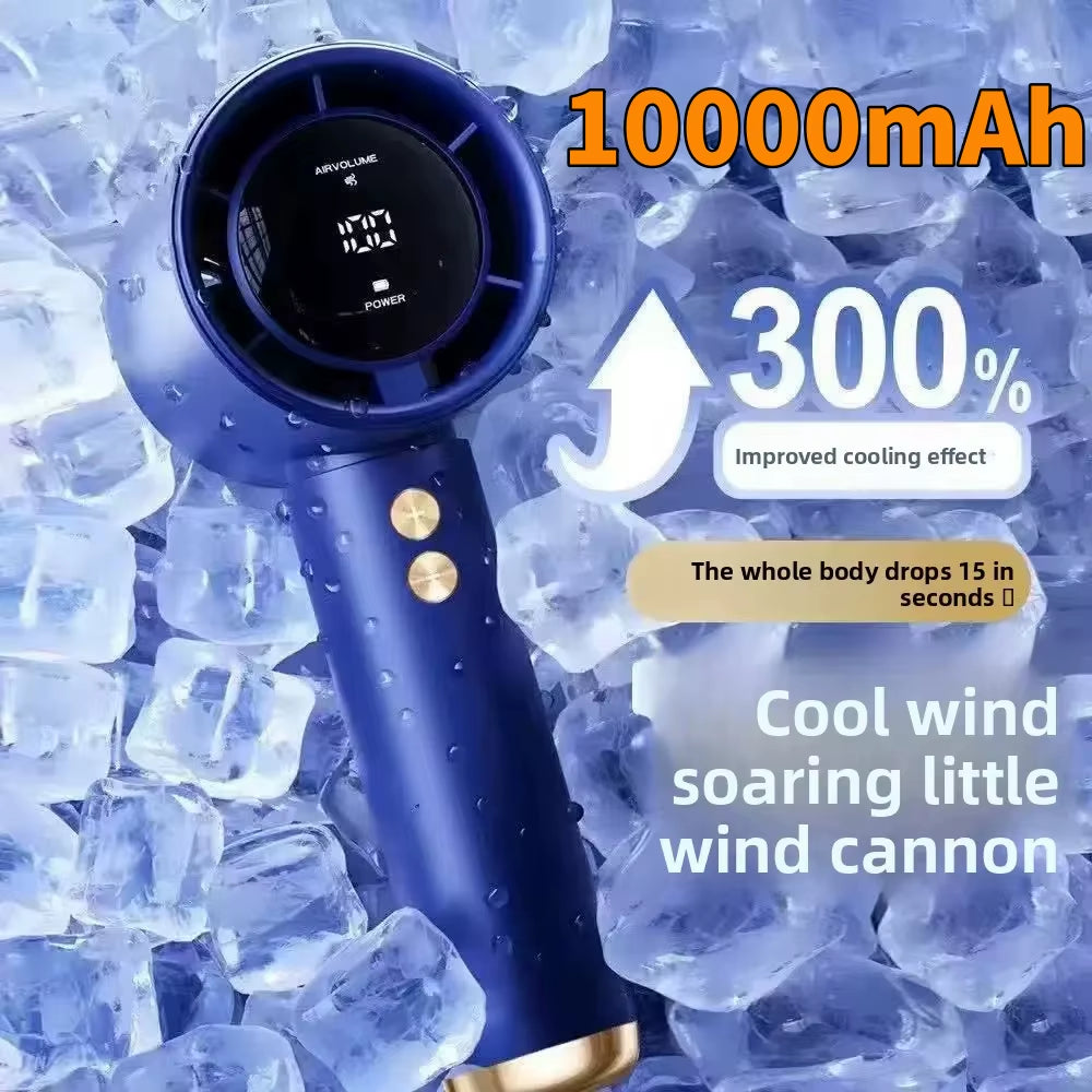 10000Mah High Speed Portable Turbo Fan Cooler Fan 100-Speed Adjustment High-Speed Fan Handheld Fan Mini Fan Adjustment Portable