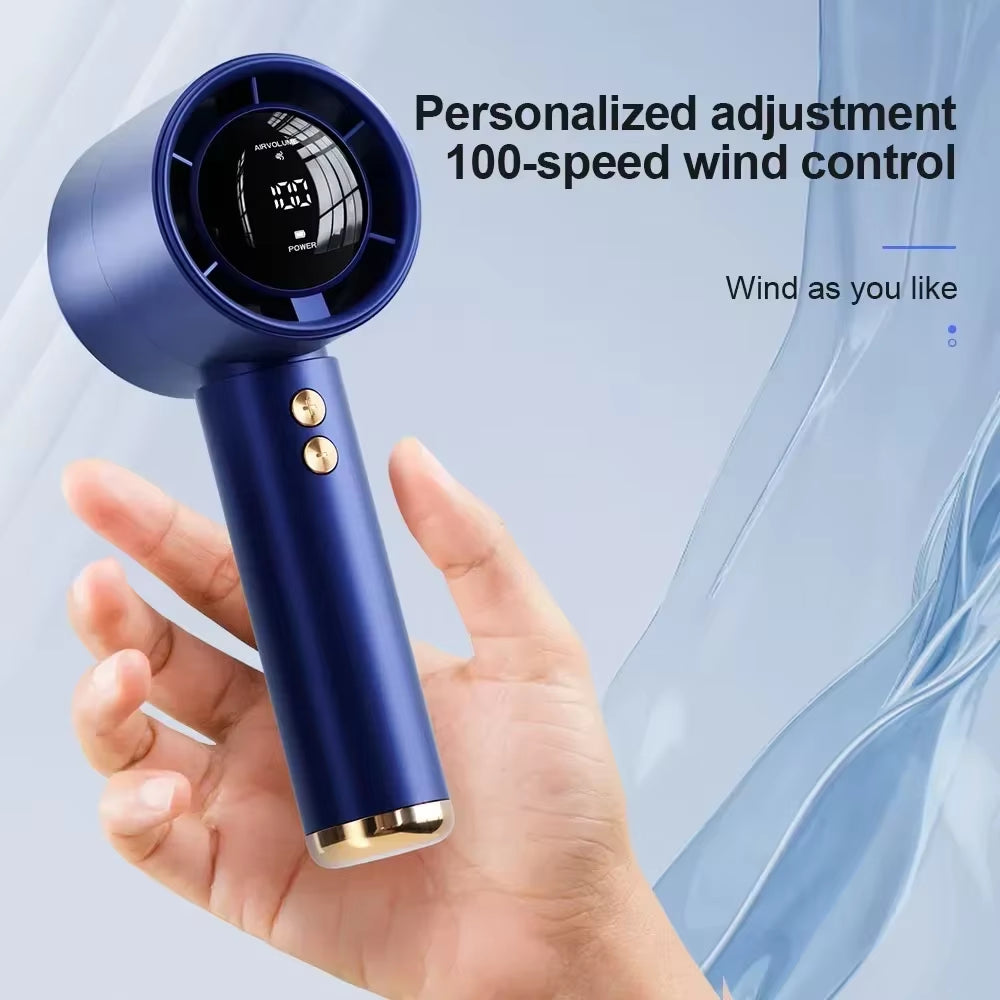 10000Mah High Speed Portable Turbo Fan Cooler Fan 100-Speed Adjustment High-Speed Fan Handheld Fan Mini Fan Adjustment Portable