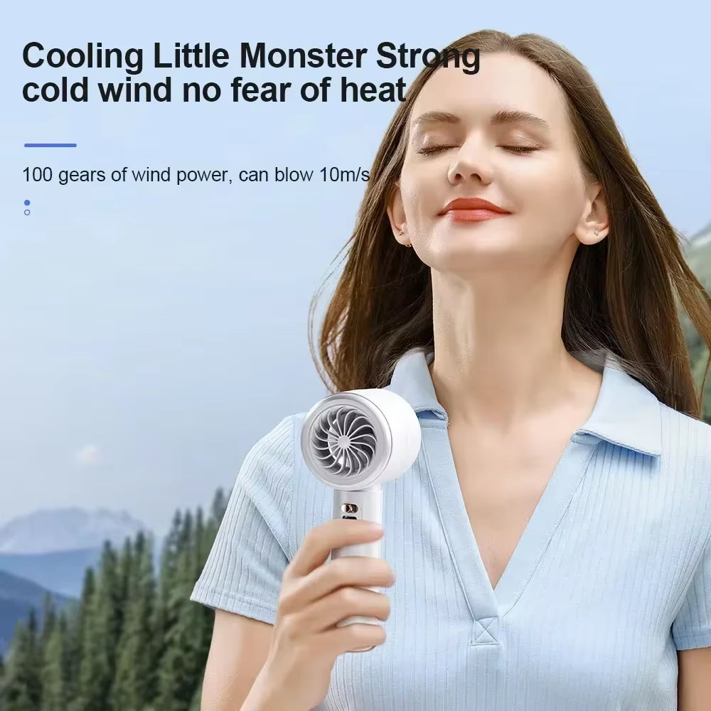 10000Mah High Speed Portable Turbo Fan Cooler Fan 100-Speed Adjustment High-Speed Fan Handheld Fan Mini Fan Adjustment Portable